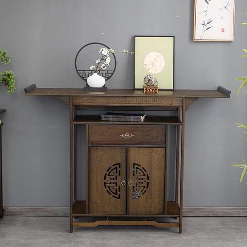 新中式玄关柜玄关桌靠墙条案窄长条桌供桌家用条几案台端景台轻奢