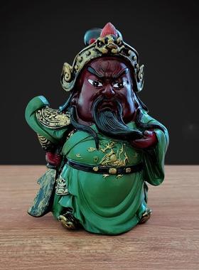 三国关公张飞刘备摆件精品关羽茶具配件汽车武神书桌面车载饰品