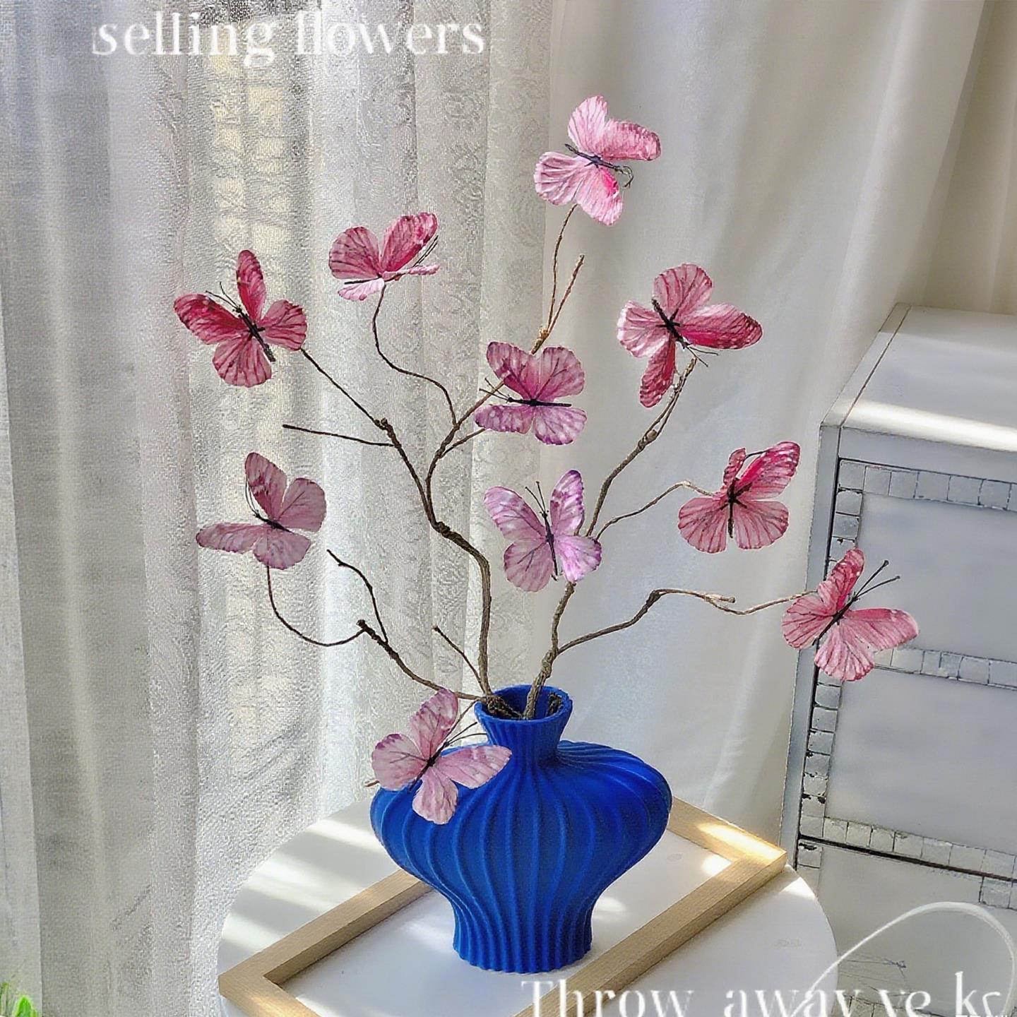 克莱因蓝陶瓷花瓶摆件小众艺术高级感客厅插花电视柜餐柜装饰品