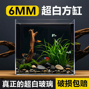 华伦天宠超白鱼缸金晶玻璃小型客厅生态桌面方形缸40/30/2025新款