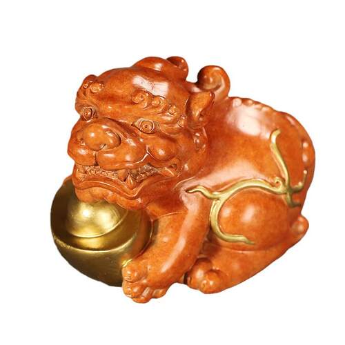 全铜彩绘元宝貔貅瑞兽小摆件办公室书房茶室桌面装饰品开业送礼品