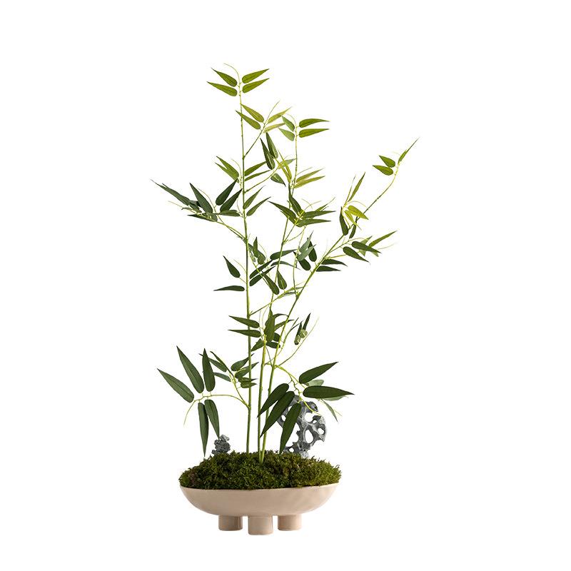 侘寂风洞石果盘插花器绿植花瓶花艺新中式高级感茶桌民宿桌