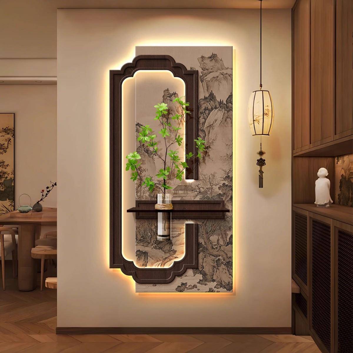 宋代美学玄关装饰画新中式禅意客厅挂画高级感茶室氛围布置灯画