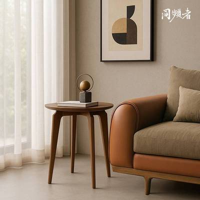 同频者 经典北欧实木小茶几 白蜡木林克圆形边几 无辅材/通体打磨