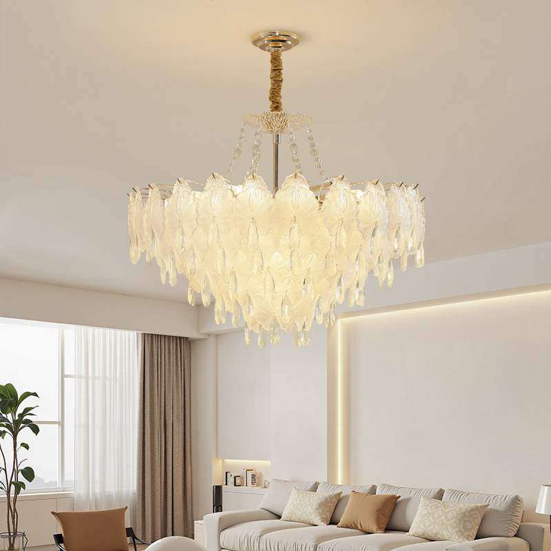 法式复古客厅吊灯奶油风轻奢浪漫主卧室灯高级感树叶玻璃餐厅吊灯,3C数码配件,USB灯,淘宝优惠券,粉丝福利购,淘宝优惠卷