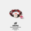 圣诞老人球球发圈少女可爱扎马尾头绳学生彩色发绳皮筋氛围感发饰