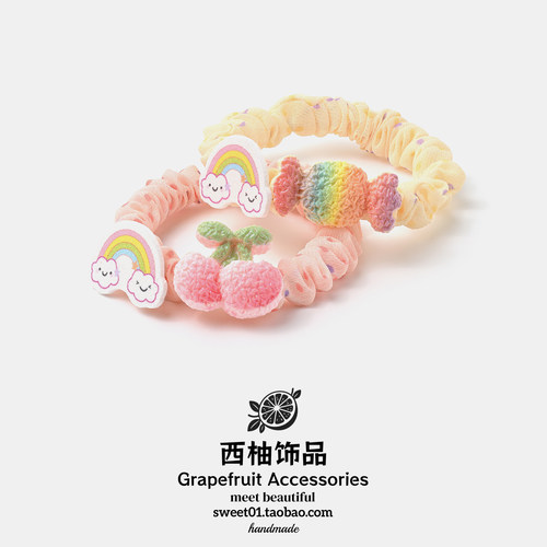 甜美可爱彩虹水果波点小肠发圈