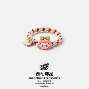 卡通少女螺纹防滑发圈不伤发高弹力发绳儿童甜美可爱头绳扎发皮筋