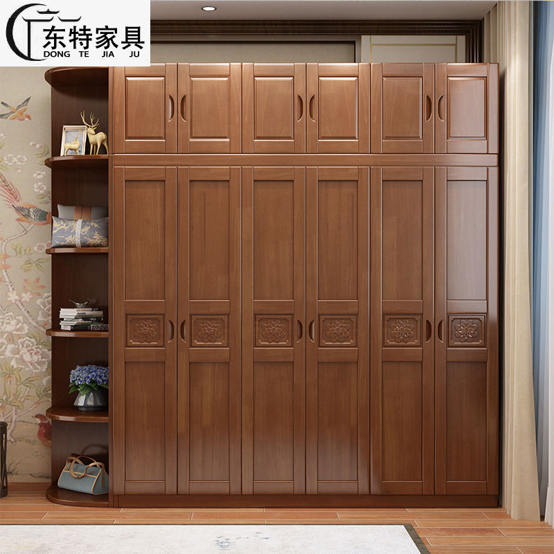 中式实木对开六门经济型衣柜