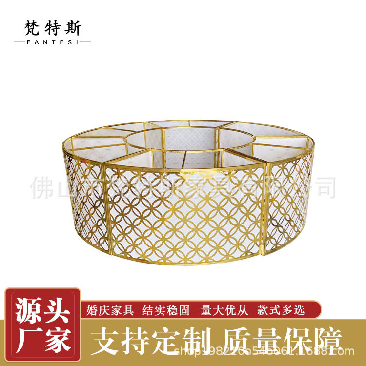 婚庆家具酒店背景装饰搭配不锈钢桌子4件组合玻璃餐桌