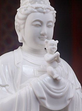 快速发货陶瓷送子娘娘像德化白瓷神像M送子观音佛像供奉家用