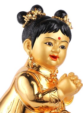 快速发货台湾纯铜鎏金招财童子童女F佛像善财童男龙女金童玉女招