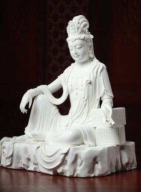 快速发货德化白瓷居家供奉家用陶瓷水月自在观音佛像X家居饰品摆