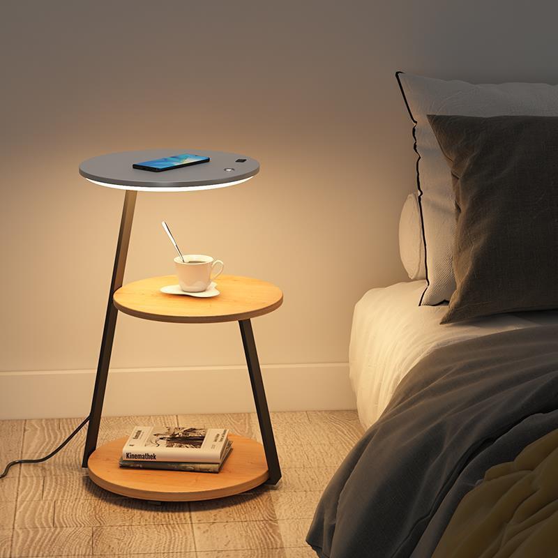 落地灯卧室床头柜多功能无线充电一体沙发边茶几网红落地氛围台灯