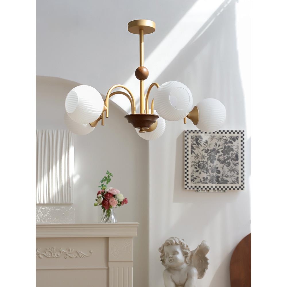 中古vintage卧室吊灯奶油风法式复古温馨浪漫设计师客厅造型灯具