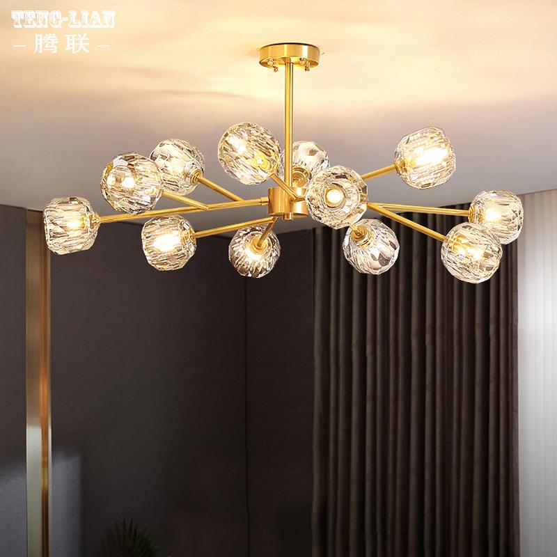 后现代轻奢吊灯客厅灯简约大气铜水晶灯饰餐厅卧室北欧灯具分子灯