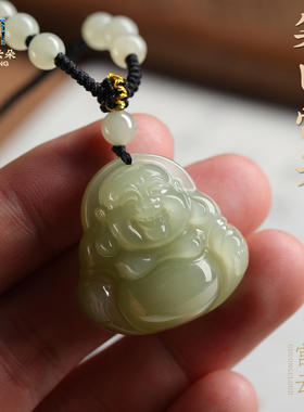 若慕天然和田玉佛公吊坠