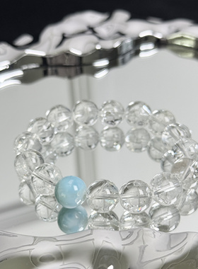 明星同款静姐推荐转运珠露思巴西7A级白水晶手串直觉石海纹石手链