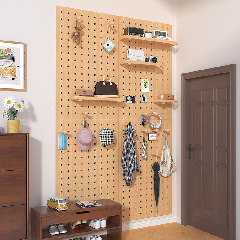 速发洞洞板置木墙上实物架木质墙壁挂墙书隔架板收纳架子挂板墙面