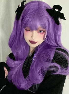 速发紫色假发长发头自然时尚Li浪a大波t长卷发发全用套
