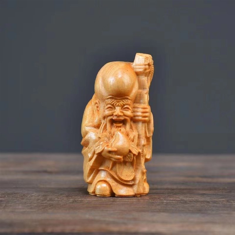 速发老挝黄花梨木雕手把件小如来佛手工实木雕刻寿星核桃摆件工艺