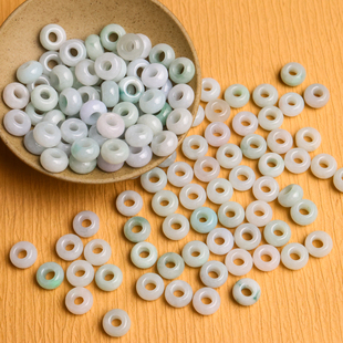天然翡翠A货10mm加厚玉环圆圈大孔珠diy跑环手编手链腰链饰品配件