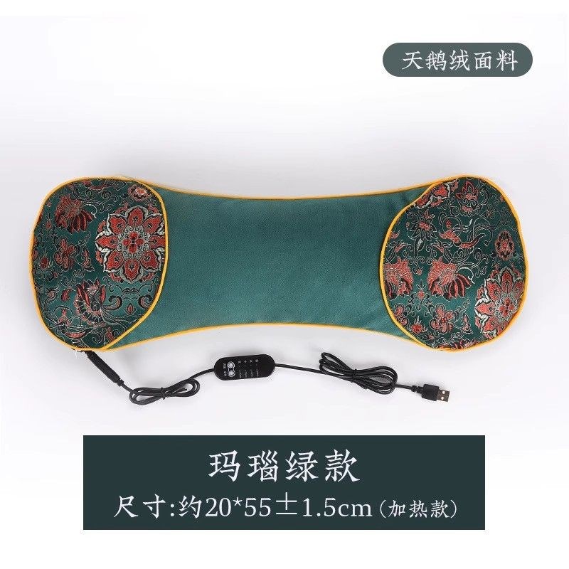 艾草加热颈椎枕秋冬护q颈家用助眠骨头枕富贵包睡觉电热疗热敷K