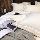 特价 A类140支匹马棉四件套全棉纯棉G刺绣纯白色酒店欧式 轻奢风床