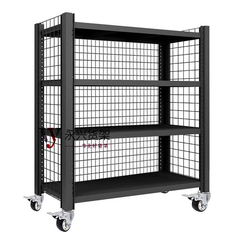 重型加厚仓库仓储货架带轮子货柜带网格可移动Q置物架多层家用调