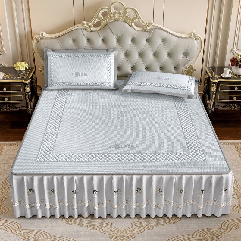 高档凉感豆豆凉席冰丝凉席三x件套床裙床罩空调席子床垫可机洗拆,床上用品,冰丝席,淘宝优惠券,粉丝福利购,淘宝优惠卷