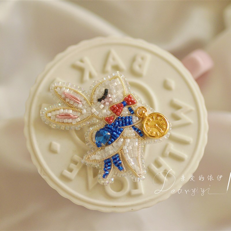 亲爱的依伊 梦幻绅士小兔法式刺绣珠绣材料包胸针发夹Z手工diy