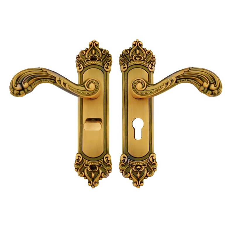 门锁室内卧室欧i式单舌木门锁复古红古黄古房间执手锁具孔距155