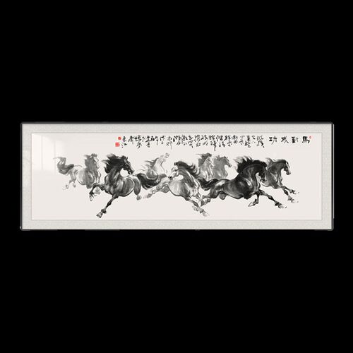 八骏图客厅挂画大气n办公室马到成功装饰画横幅书房沙发背景墙壁