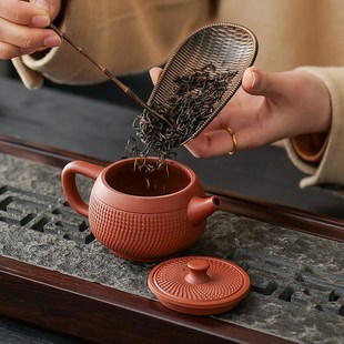 手工跳叨紫砂壶原矿老紫泥大容量汉F瓦壶家用泡茶神器纯色茶具单