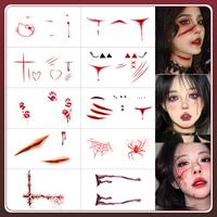 Injured Goddess Halloween tattoo face sticker Makeup Waterproof simulation fake scar wound cosplay party thumbnail 7