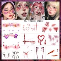 Injured Goddess Halloween tattoo face sticker Makeup Waterproof simulation fake scar wound cosplay party thumbnail 6