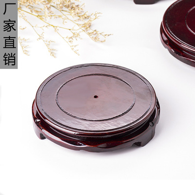 可旋转仿实木木质圆形底座花盆