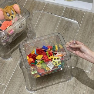 懒人学堂透明凳子l可收纳小板凳客厅杂物收纳两用塑料椅矮凳子椅