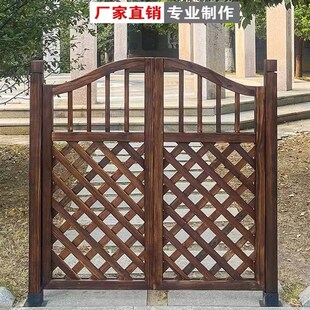 院子碳化院子复古防腐木门木栅栏门园艺栅栏O花园院子门庭院门小