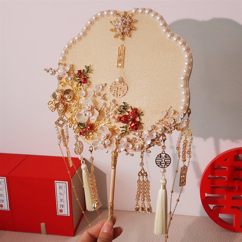 中式婚礼b新娘结婚团扇diy材料包秀禾喜扇子出嫁手工高级感手捧花,家居饰品,工艺扇/团扇/喜扇/折扇,淘宝优惠券,粉丝福利购,淘宝优惠卷