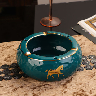 烟灰缸陶瓷创意时尚防飞灰不带盖烟缸客厅L茶几家用欧式个性办公