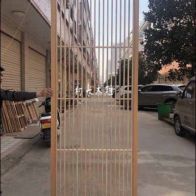 木雕花格隔断玄关遮挡装饰座屏中式仿古镂空实木V电视背景墙屏风