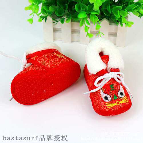 极速Infant tiger head shoes baby autumn and winter satin sho
