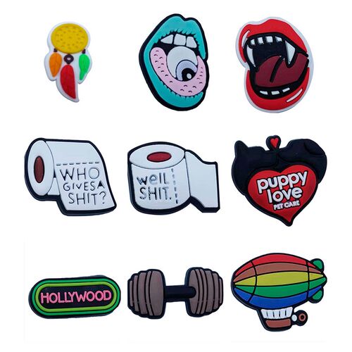 极速1PCS PVC Cute Shoe Charms Dumbbell Hot Air Balloon Mouth