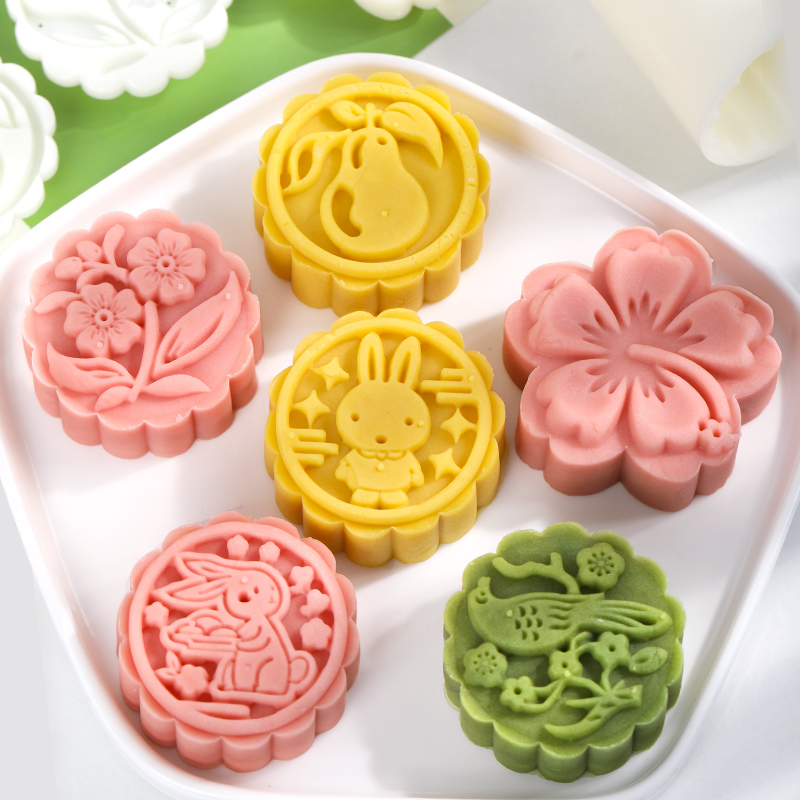 月饼模具绿豆糕压模手压式冰皮食品糕点压花磨具清新家用立体50克