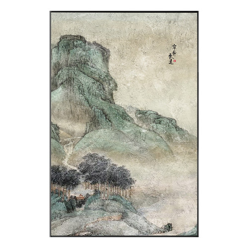 好货复古山水画新中式走廊过道壁画酒店背景墙装饰画肌理感国画玄