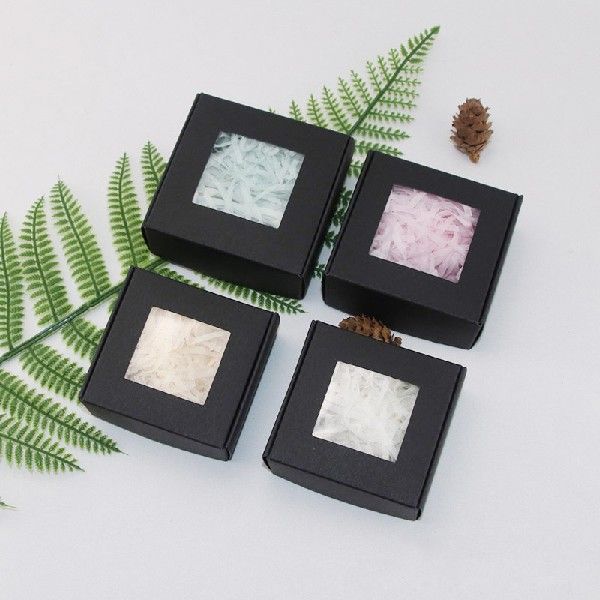 new10pcs Kraft Paper Jewelry Gift box Transparent PVC Window