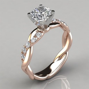 DIWENFU 14K Rose Gold White 1 Carat FL Diamond Ring for Fema