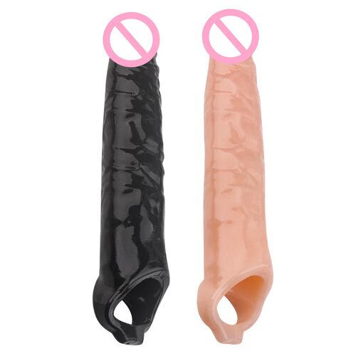 极速28cm Long Large Size  Penis Extender Condoms Reusable Pe