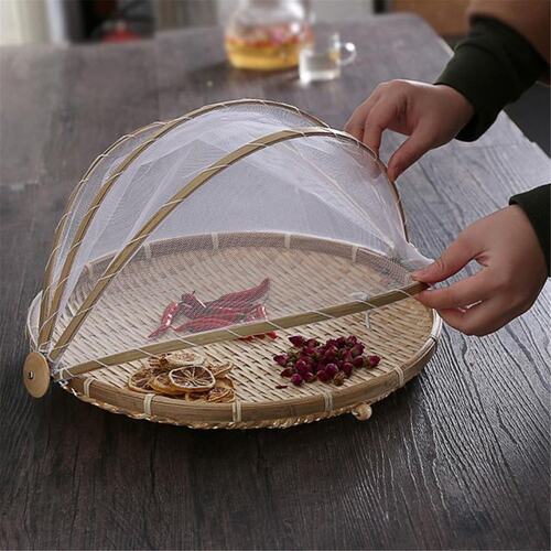 好货Bamboo Tent Basket Handwoven Anti Bug Dust Proof Picnic